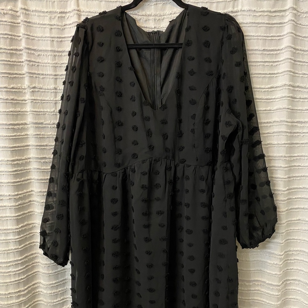 Black Swiss dot dress